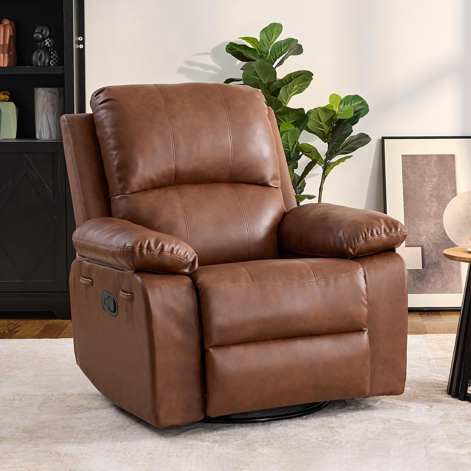 Rocking Chair Nursery - 360° Swivel Rocking Leather Recliner Overstuffed