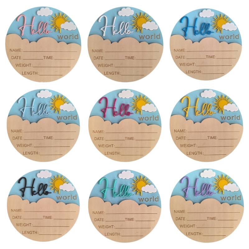Baby Nursery In Hospital - J15U Wooden Hello Baby Announcement Sign
