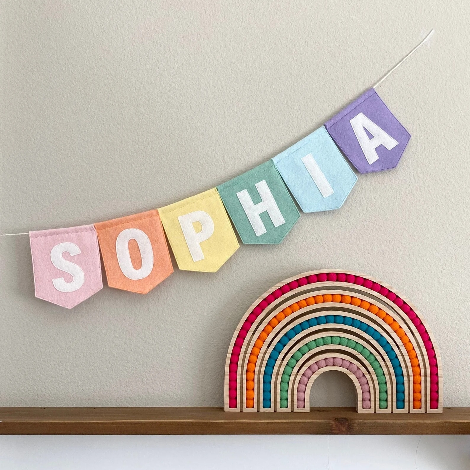 Baby Nursery Bunting - Personalized Felt Letter Banner Baby Name