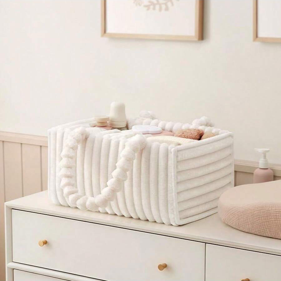 Baby Nursery Organization Ideas - Flannel Diaper Caddy Organizer, Cozy Nursery
