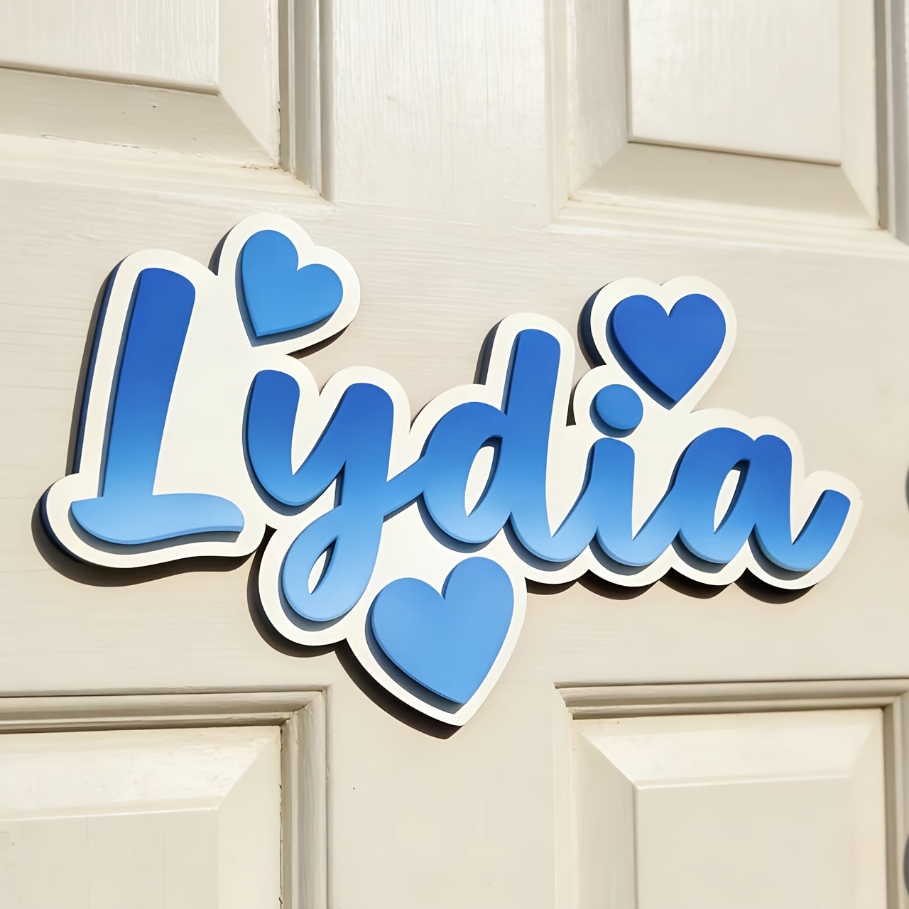 Baby Nursery Pink - Personalized Gradient Heart Name Sign, Customizable