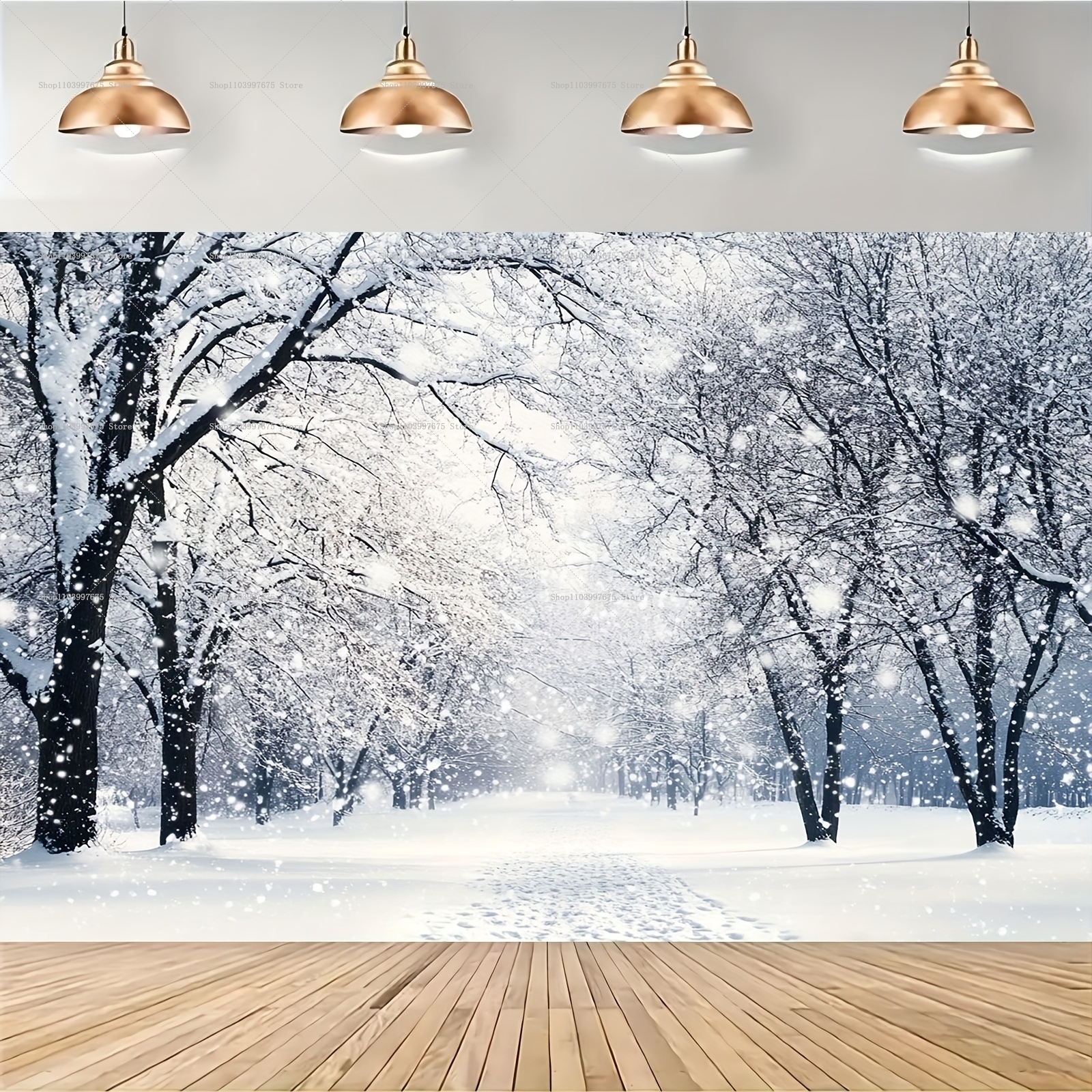 Baby Food Processor - Snowy Forest Christmas Backdrops Xmas Party