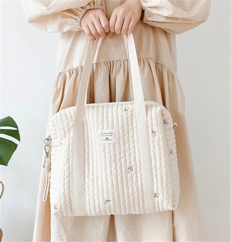Diaper Caddy Organizer - Embroidered Mommy Bag Handbag Stroller Organizer
