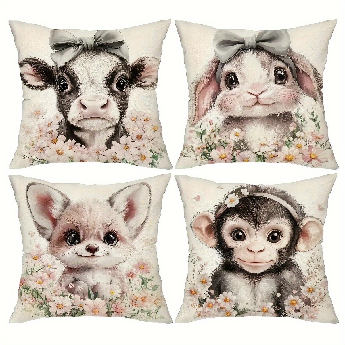 Baby Nursery Animal Prints - Cute Baby Farm Animal Throw Pillow