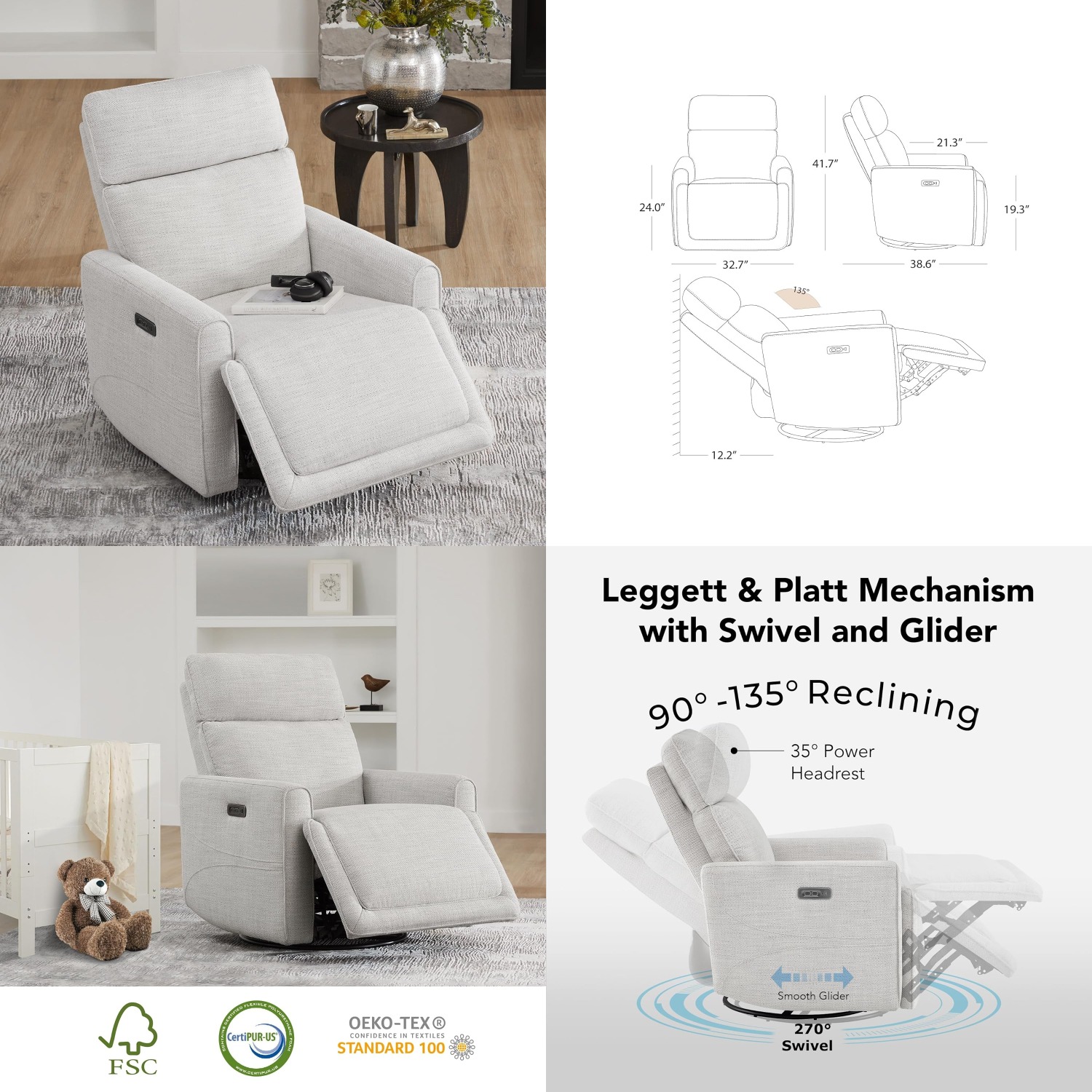 Rocking Chair Nursery - Power Recliner Swivel Glider Nursery Rocking