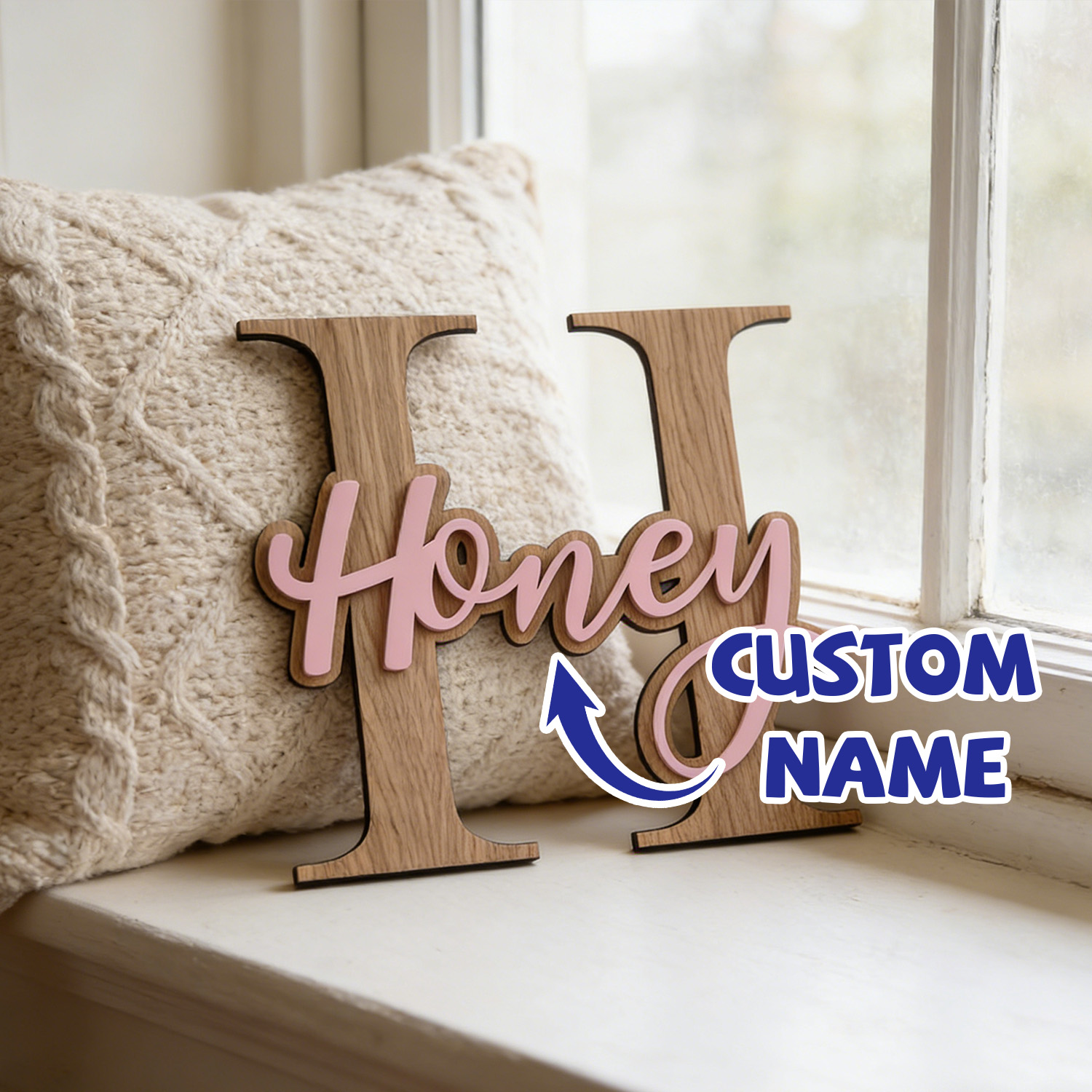 Baby Nursery Pink - 1Pc Custom Pink Alphabet Name Wooden