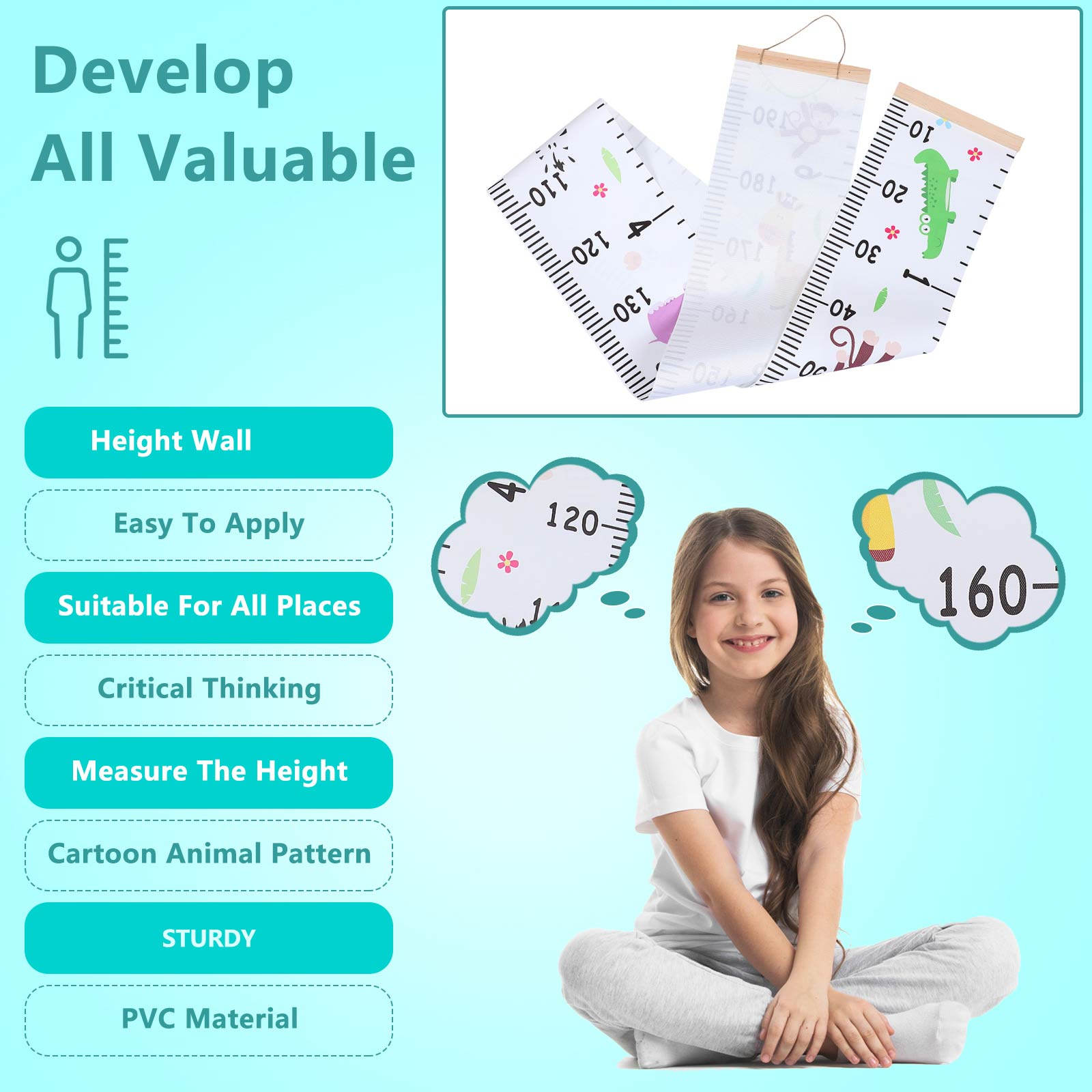 Cartoon Height Ruler Removable - Growth Chart Ruler ulasan dan harga