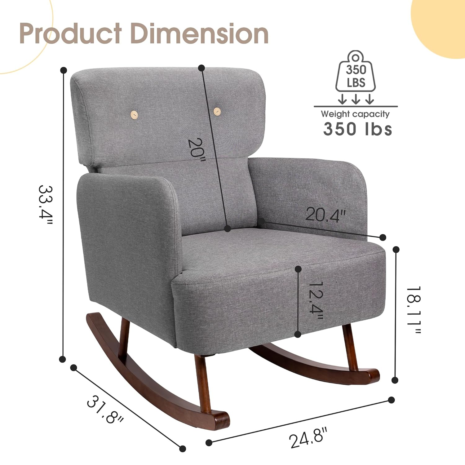 Fabric Upholstered Rocking Cha - Rocking Chair Nursery ulasan dan harga