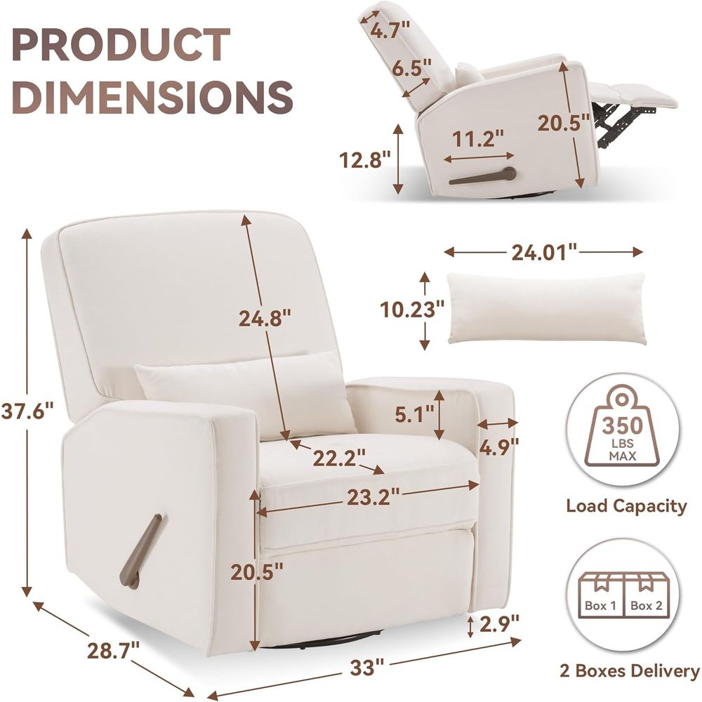 360° Swivel Upholstered Rockin - Baby Nursery Rocking Chair ulasan dan harga