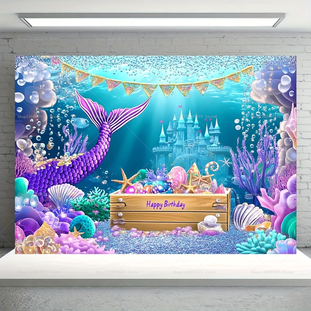 Mermaid Party Backdrops Childr - Baby Food Processor ulasan dan harga