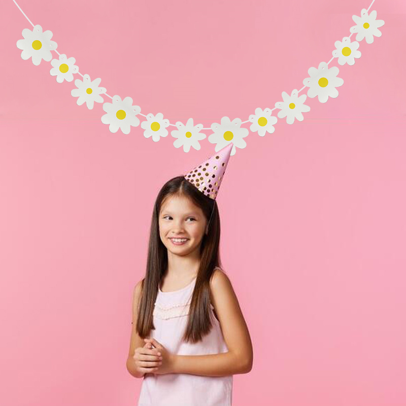 1Set White Daisy Flower Banner - Baby Nursery Bunting ulasan dan harga