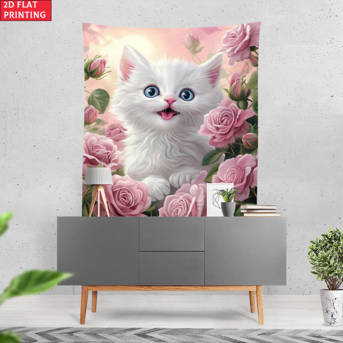 Cute white kitten rose garden  - Baby Nursery Colors ulasan dan harga