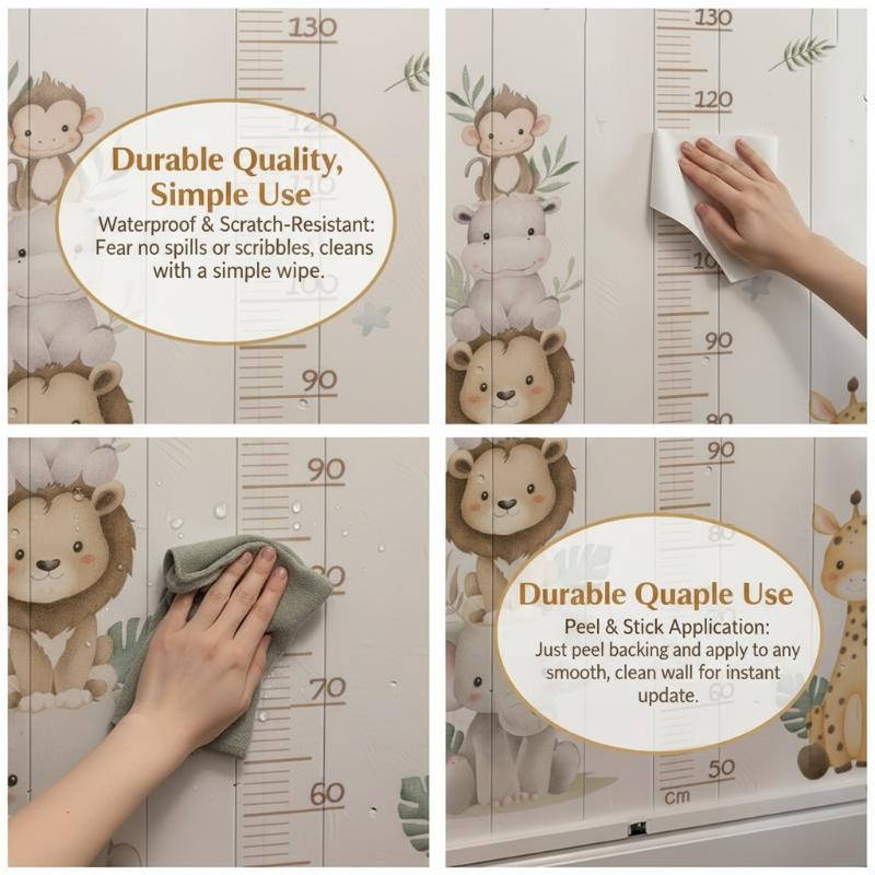 Children's Growth Chart Sticke - Baby Nursery Jungle Animals ulasan dan harga