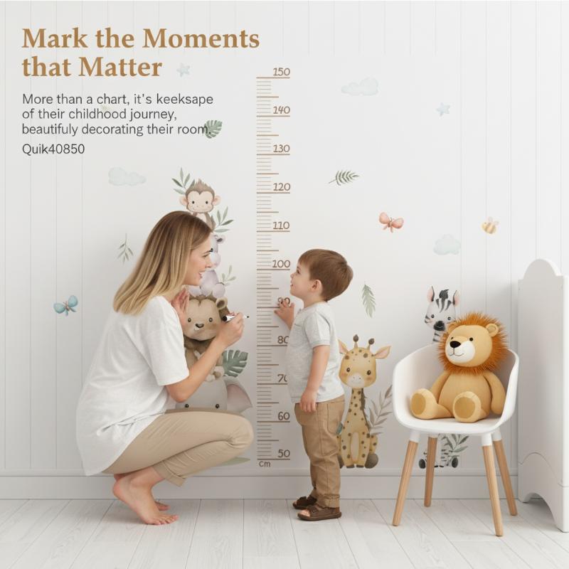 Children's Growth Chart Sticke - Baby Nursery Jungle Animals ulasan dan harga