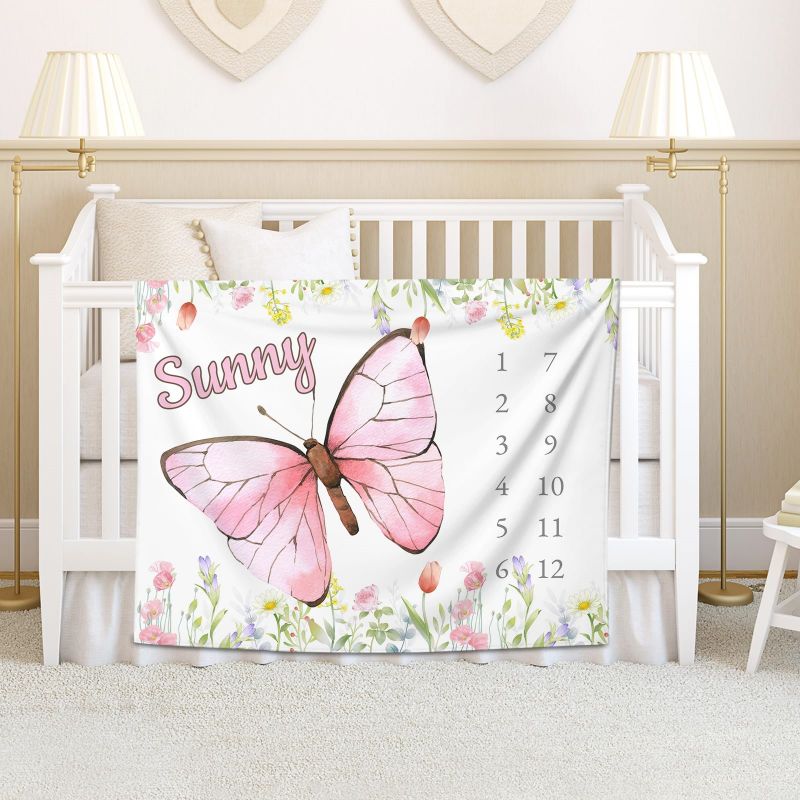 VIKAMA Watercolor Pink Butterf - Baby Nursery Pink ulasan dan harga