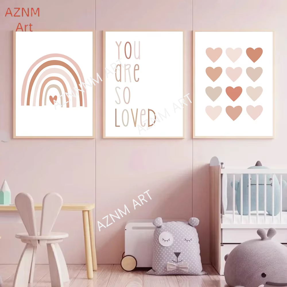 1/3PCS ，Cartoon Heart Rainbow  - Baby Nursery Pink ulasan dan harga
