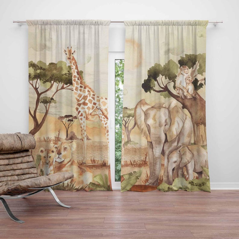 Mom and Baby Curtains Safari A - Baby Nursery Office ulasan dan harga