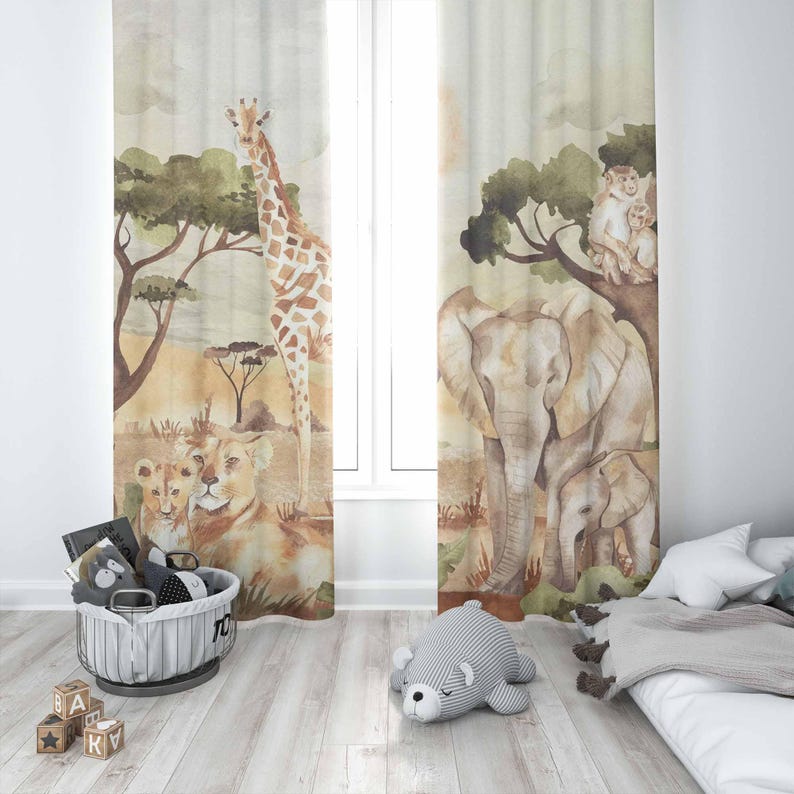 Mom and Baby Curtains Safari A - Baby Nursery Office ulasan dan harga