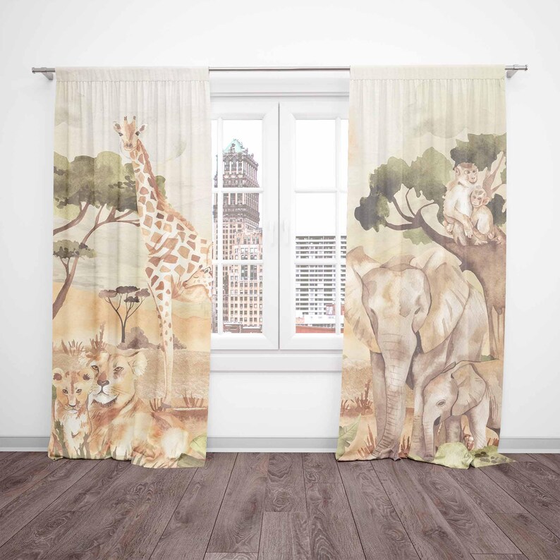 Mom and Baby Curtains Safari A - Baby Nursery Office ulasan dan harga