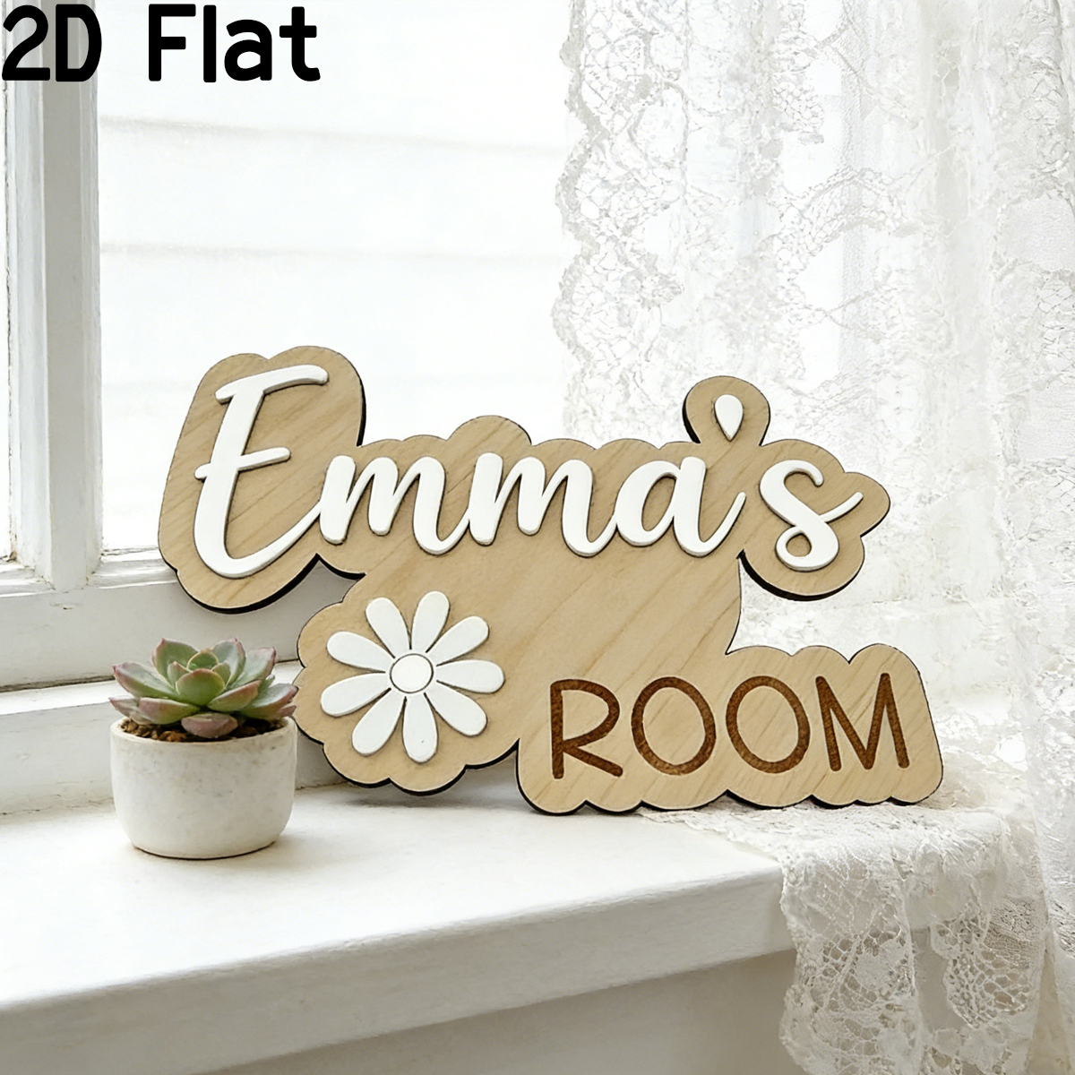 1Pc Custom Flower Wooden Acryl - Baby Nursery Office ulasan dan harga