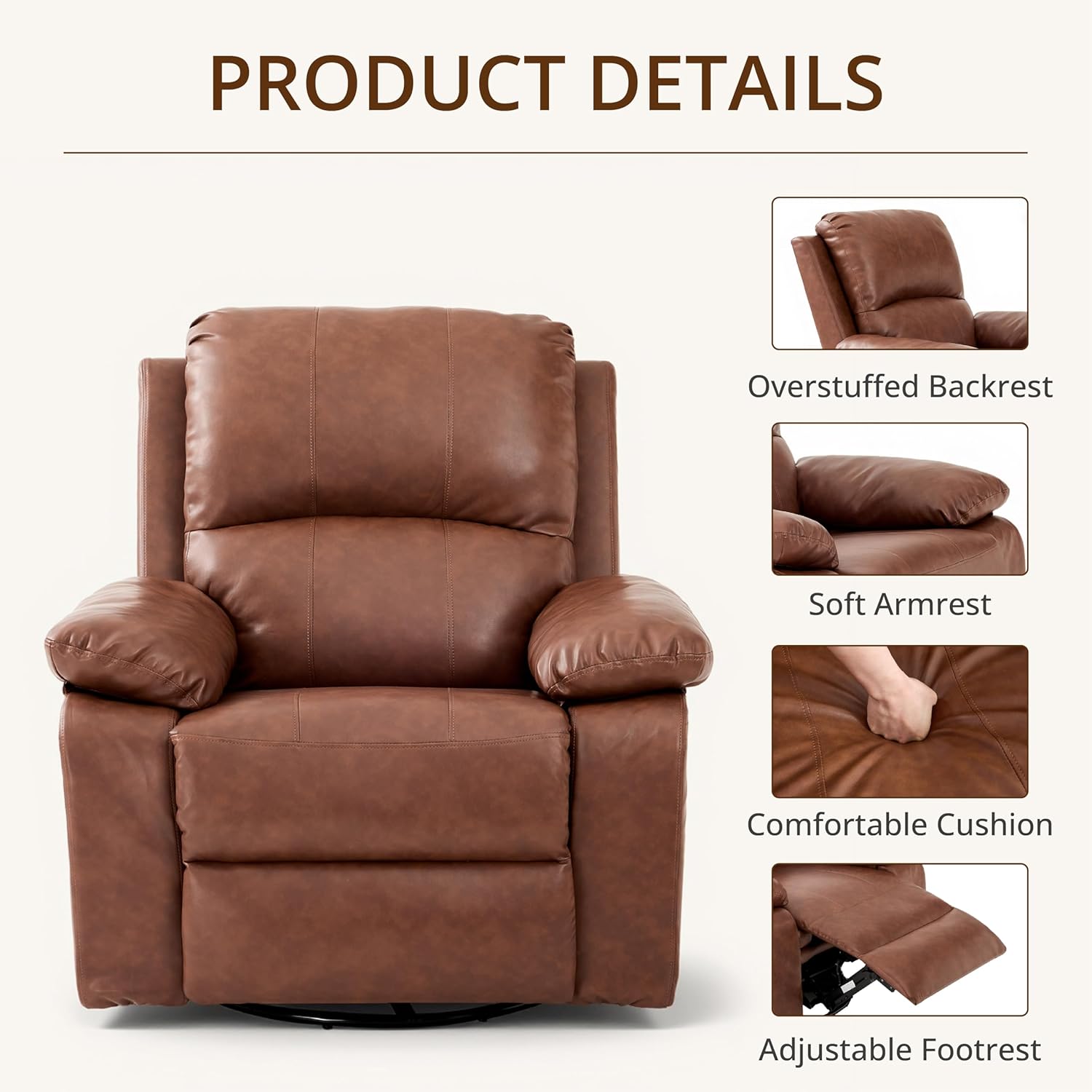 360° Swivel Rocking Leather Re - Rocking Chair Nursery ulasan dan harga