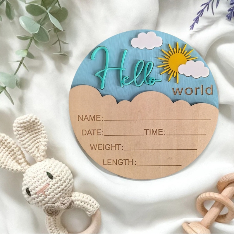 J15U Wooden Hello Baby Announc - Baby Nursery In Hospital ulasan dan harga