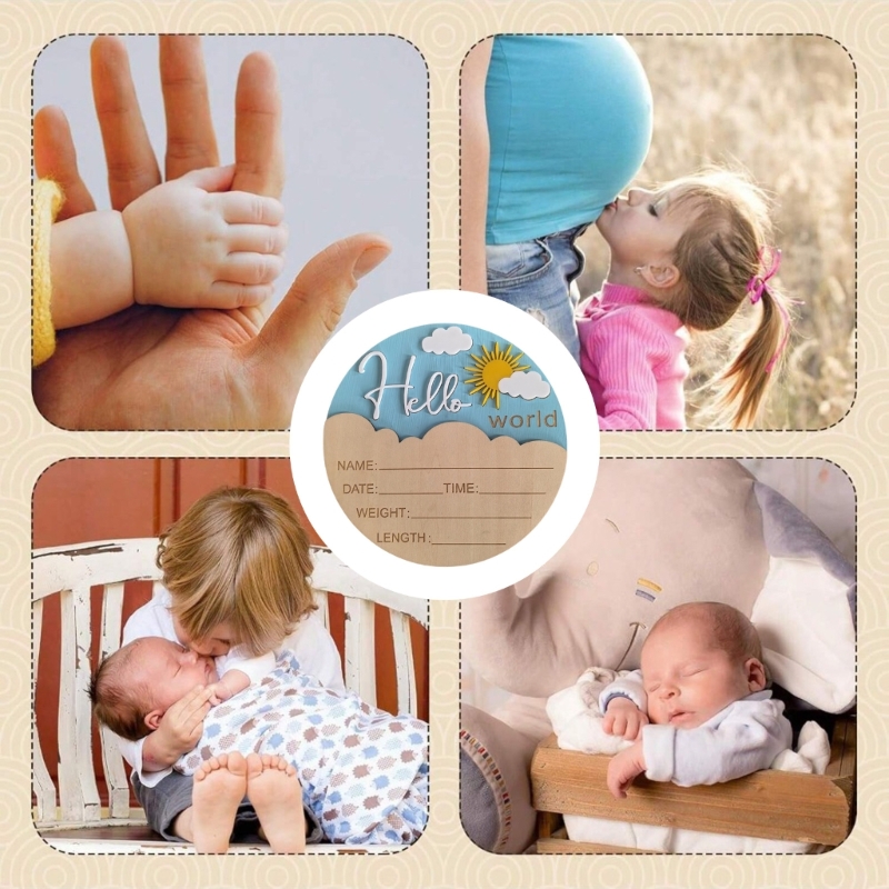 J15U Wooden Hello Baby Announc - Baby Nursery In Hospital ulasan dan harga