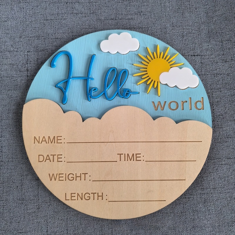 J15U Wooden Hello Baby Announc - Baby Nursery In Hospital ulasan dan harga