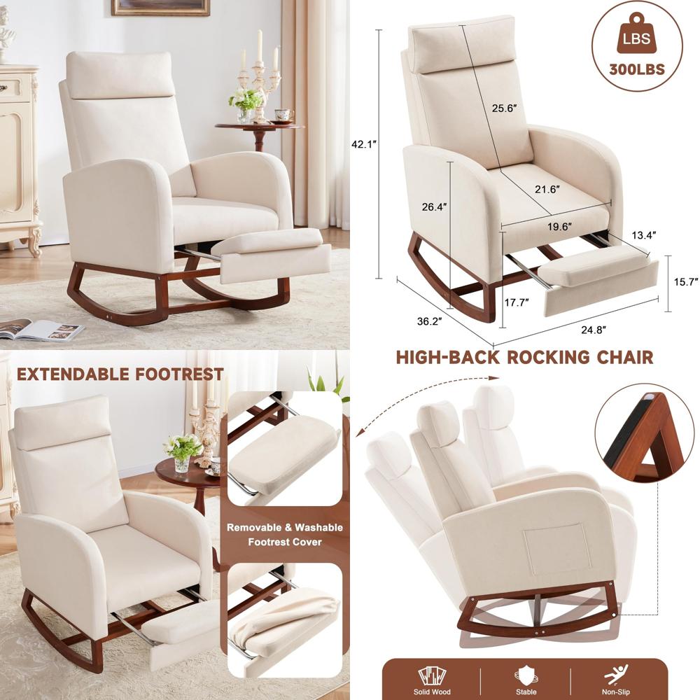 High-Back Nursery Rocking Chai - Baby Nursery Glider Chair ulasan dan harga