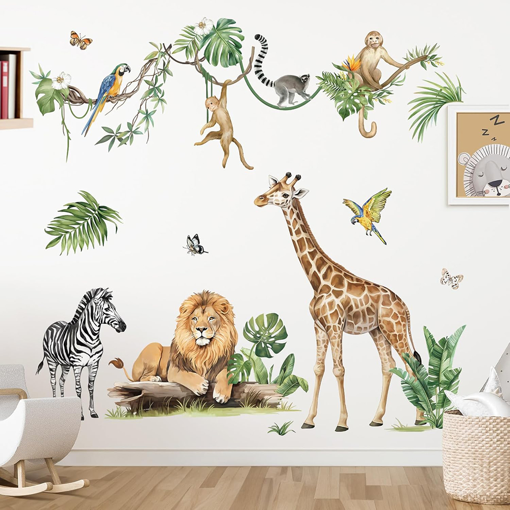 Large Jungle Animal Tropical L - Baby Nursery Jungle Animals ulasan dan harga