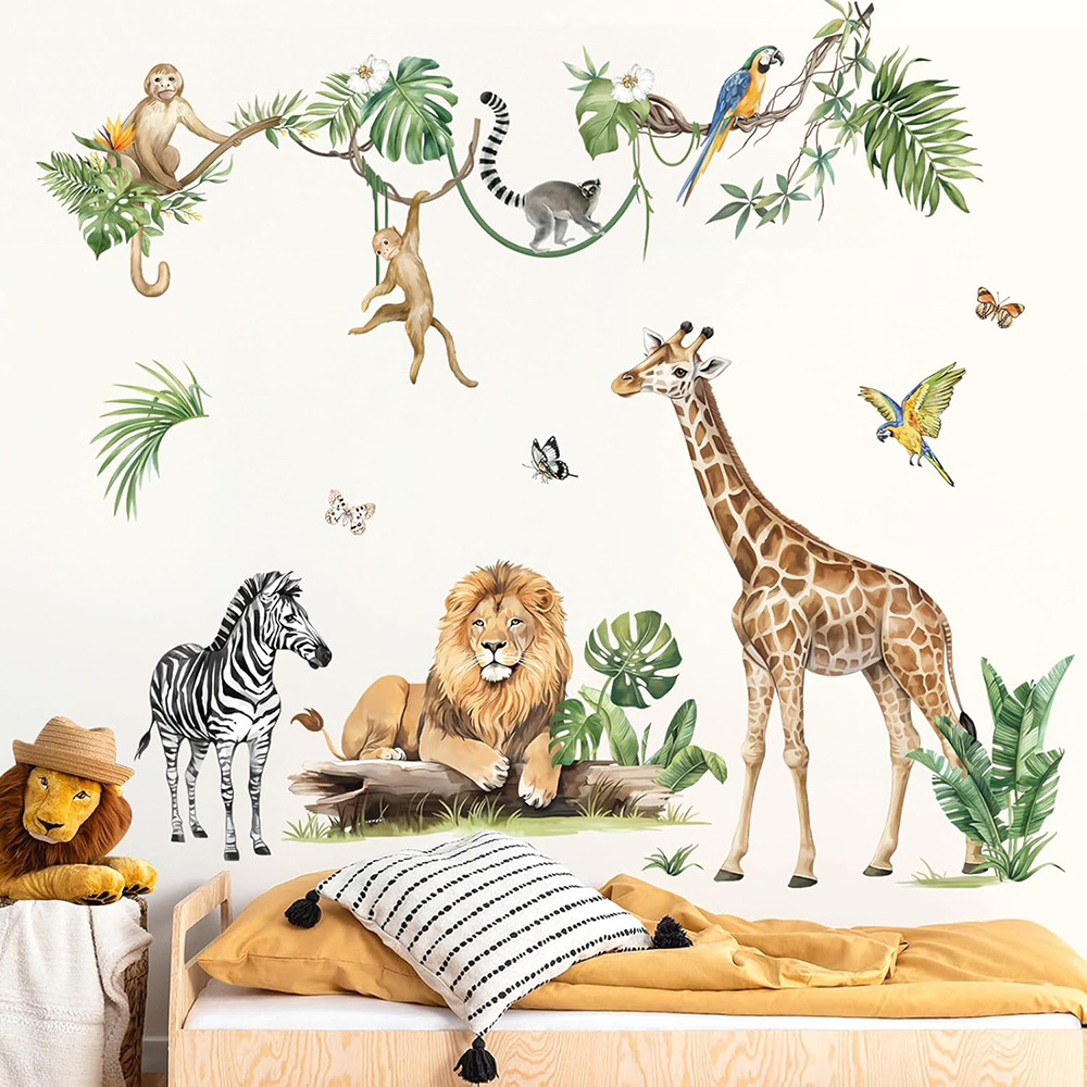 Large Jungle Animal Tropical L - Baby Nursery Jungle Animals ulasan dan harga