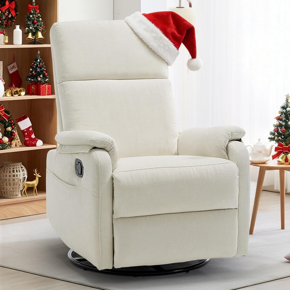 Modern Beige Chenille Swivel R - Rocking Chair Nursery ulasan dan harga