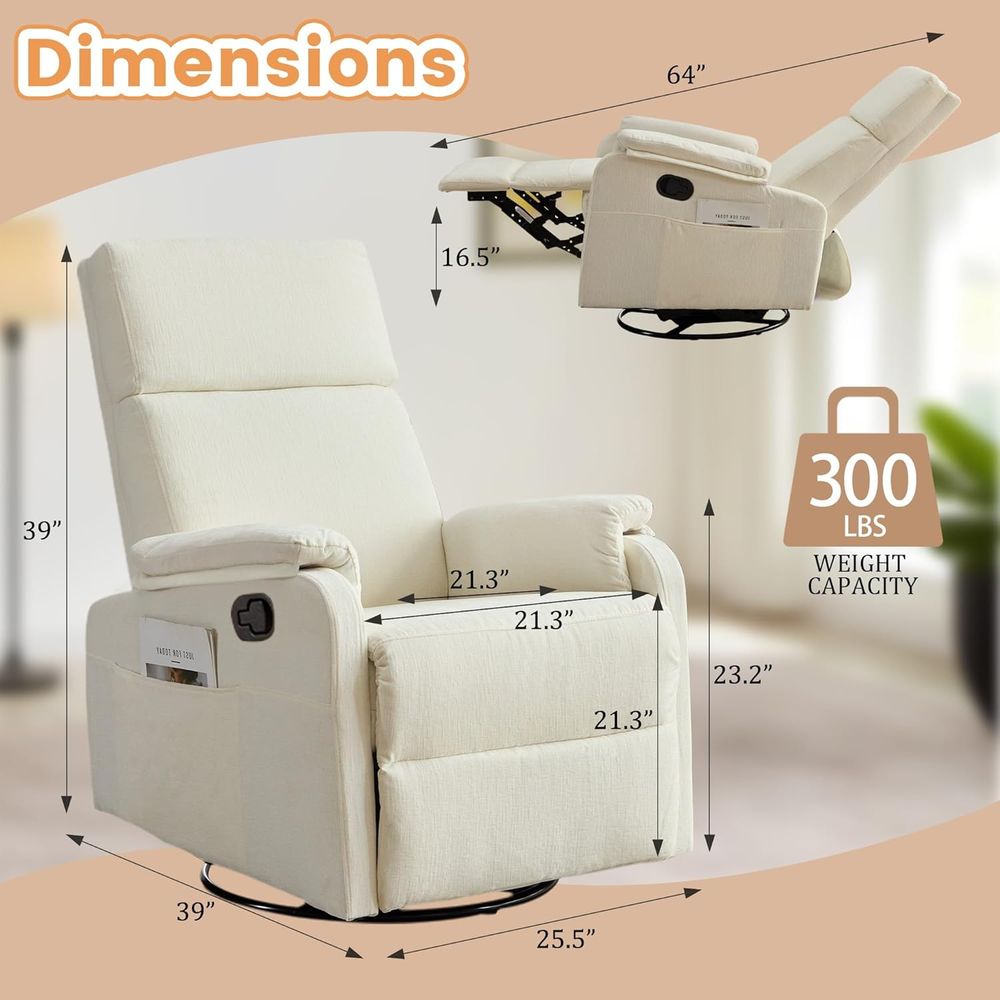 Modern Beige Chenille Swivel R - Rocking Chair Nursery ulasan dan harga