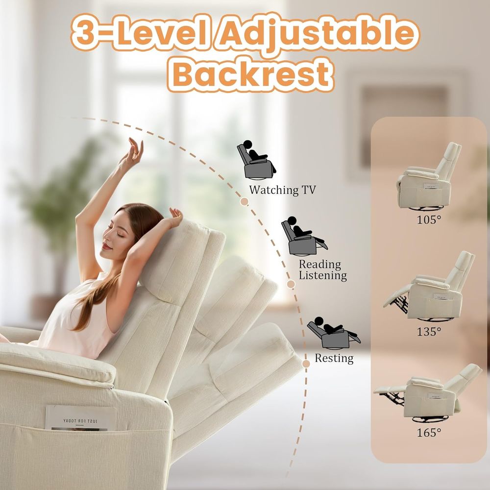 Modern Beige Chenille Swivel R - Rocking Chair Nursery ulasan dan harga