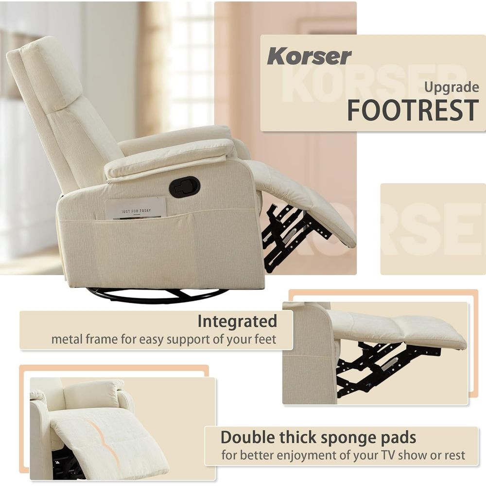 Modern Beige Chenille Swivel R - Rocking Chair Nursery ulasan dan harga
