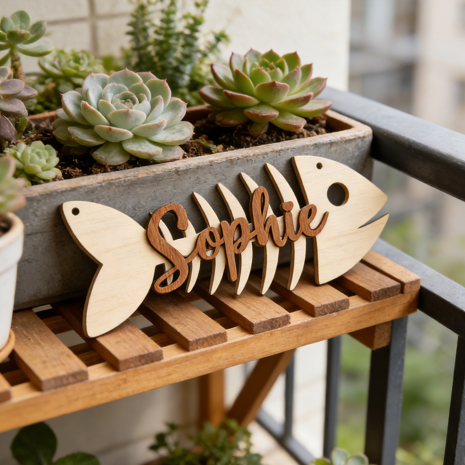 1Pc Custom Name Fish Skeleton  - Baby Nursery Office ulasan dan harga
