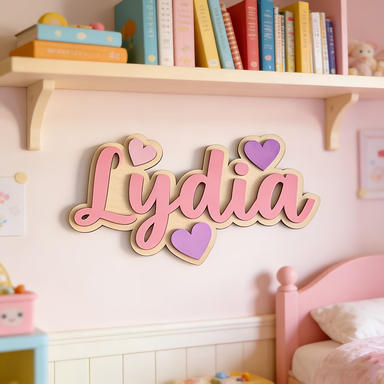 Personalized Gradient Heart Na - Baby Nursery Pink ulasan dan harga