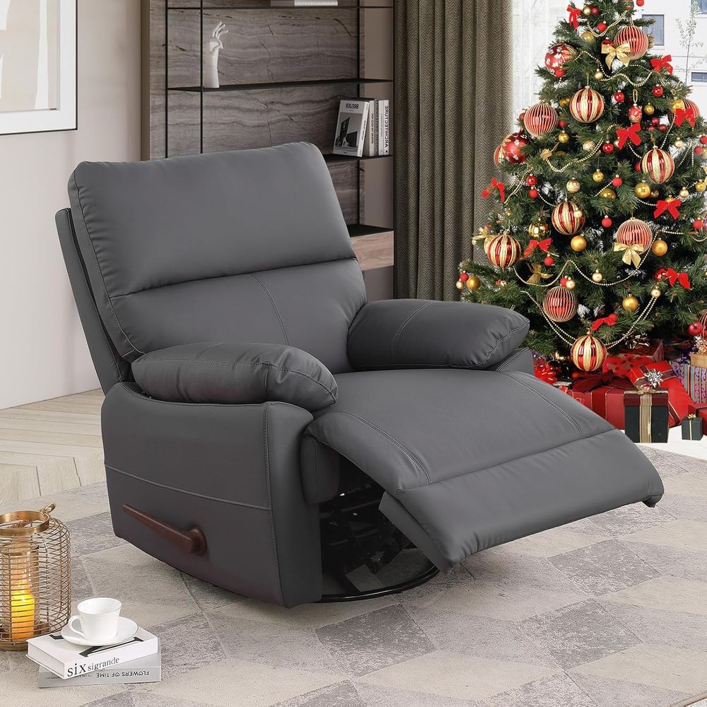 Grey 360° Swivel Recliner Chai - Rocking Chair Nursery ulasan dan harga