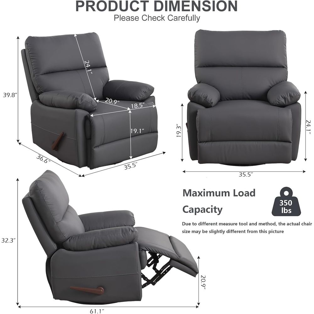 Grey 360° Swivel Recliner Chai - Rocking Chair Nursery ulasan dan harga