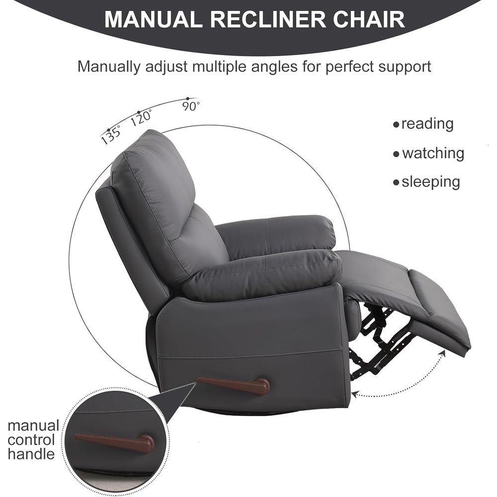 Grey 360° Swivel Recliner Chai - Rocking Chair Nursery ulasan dan harga