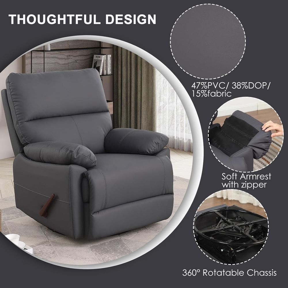 Grey 360° Swivel Recliner Chai - Rocking Chair Nursery ulasan dan harga