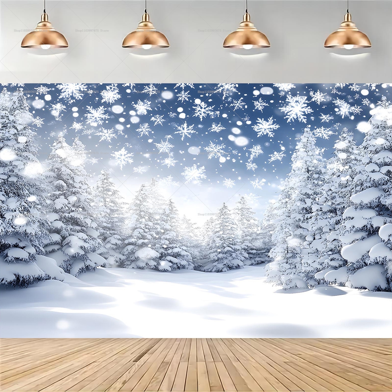 Snowy Forest Christmas Backdro - Baby Food Processor ulasan dan harga
