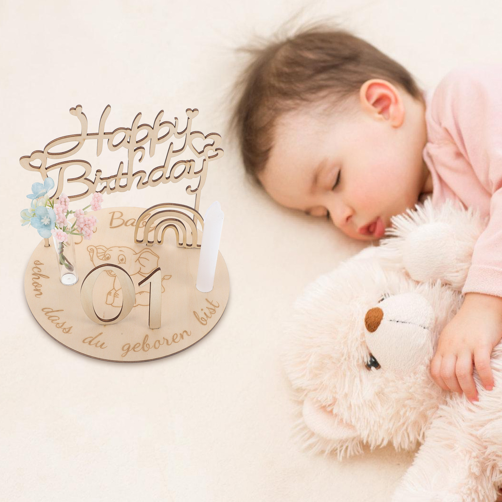 1Set DIY Wooden Milestone Birt - Baby Nursery Age ulasan dan harga