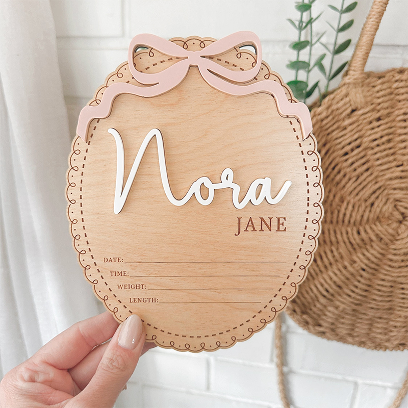 Custom Wooden Baby Name Sign B - Baby Nursery Pink ulasan dan harga