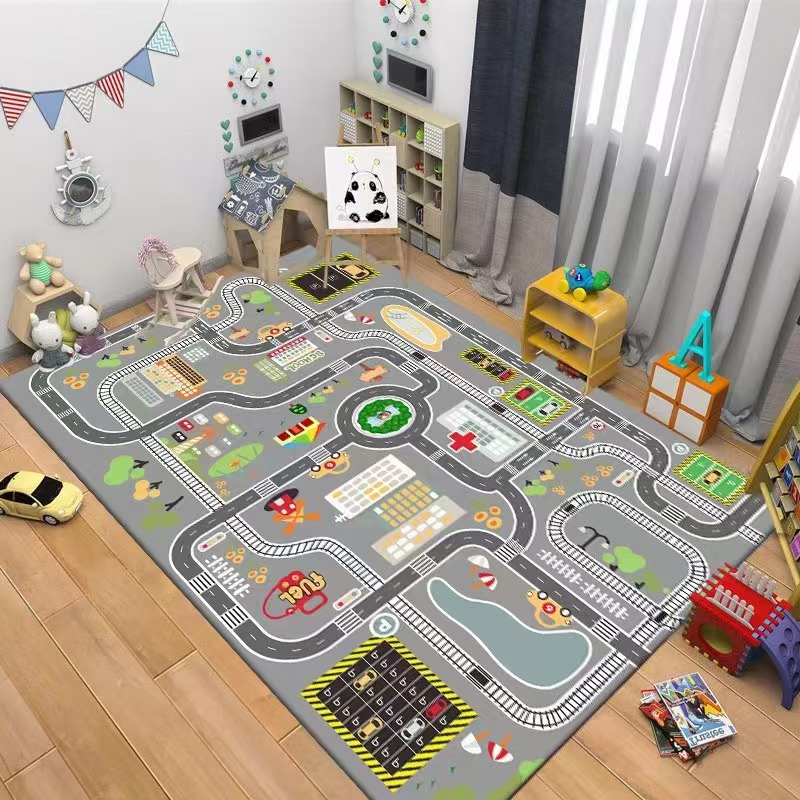 Kids Road Traffic Carpet Carto - Baby Nursery Rug ulasan dan harga