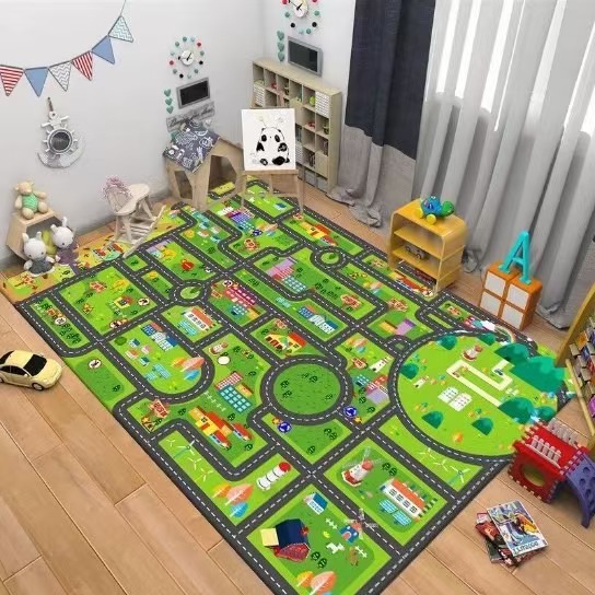 Kids Road Traffic Carpet Carto - Baby Nursery Rug ulasan dan harga