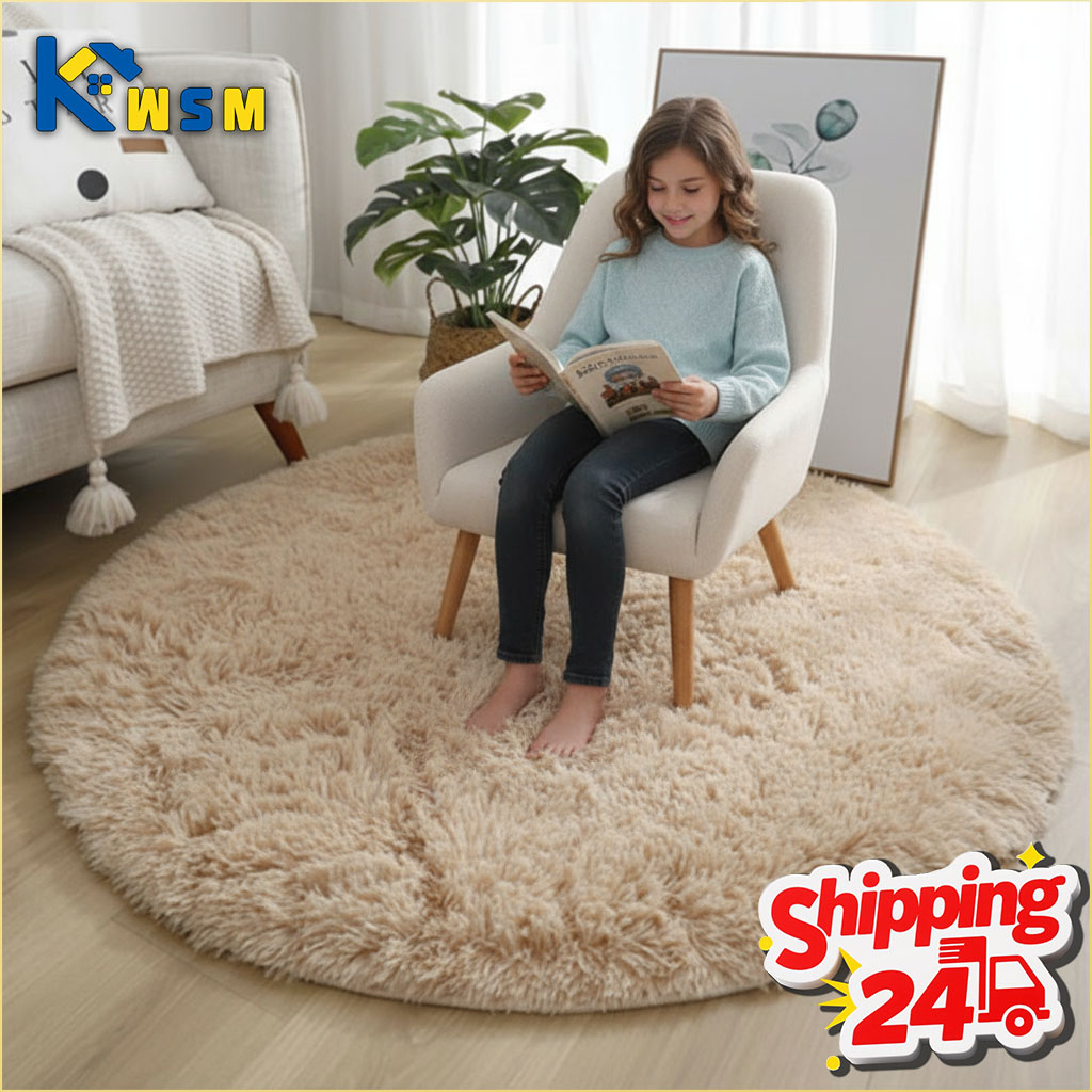 Super Soft Fluffy Round Rug Pl - Baby Nursery Rug ulasan dan harga