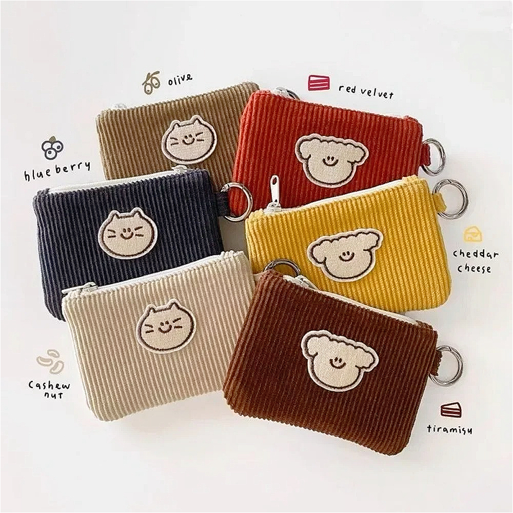 Durable Corduroy Coin Purse So - Diaper Wallet Portable ulasan dan harga