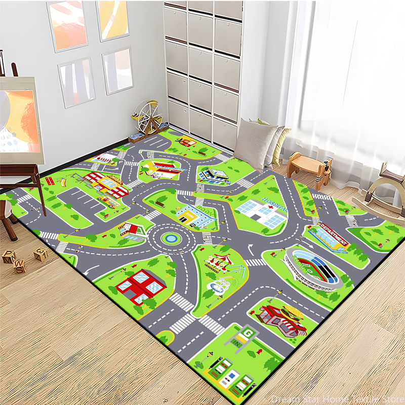 Kids Road Traffic Carpet Carto - Baby Nursery Rug ulasan dan harga
