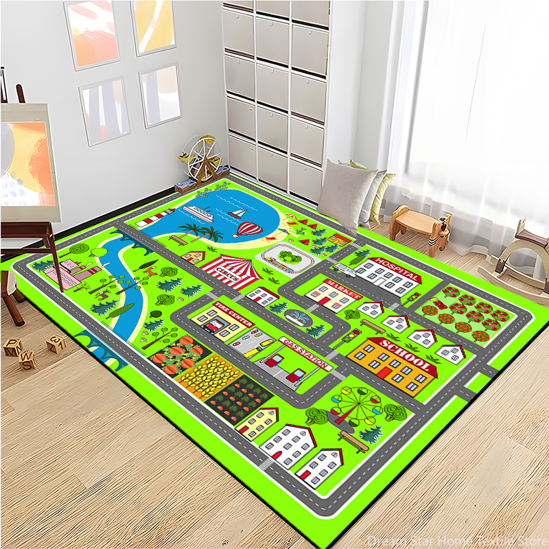 Kids Road Traffic Carpet Carto - Baby Nursery Rug ulasan dan harga